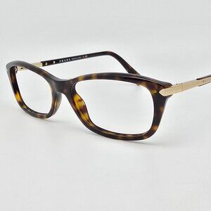Prada VPR 04P 2AU-1O1 Havana Gold Cat Eye Eyeglasses Frame w/ Flexhinge Italy